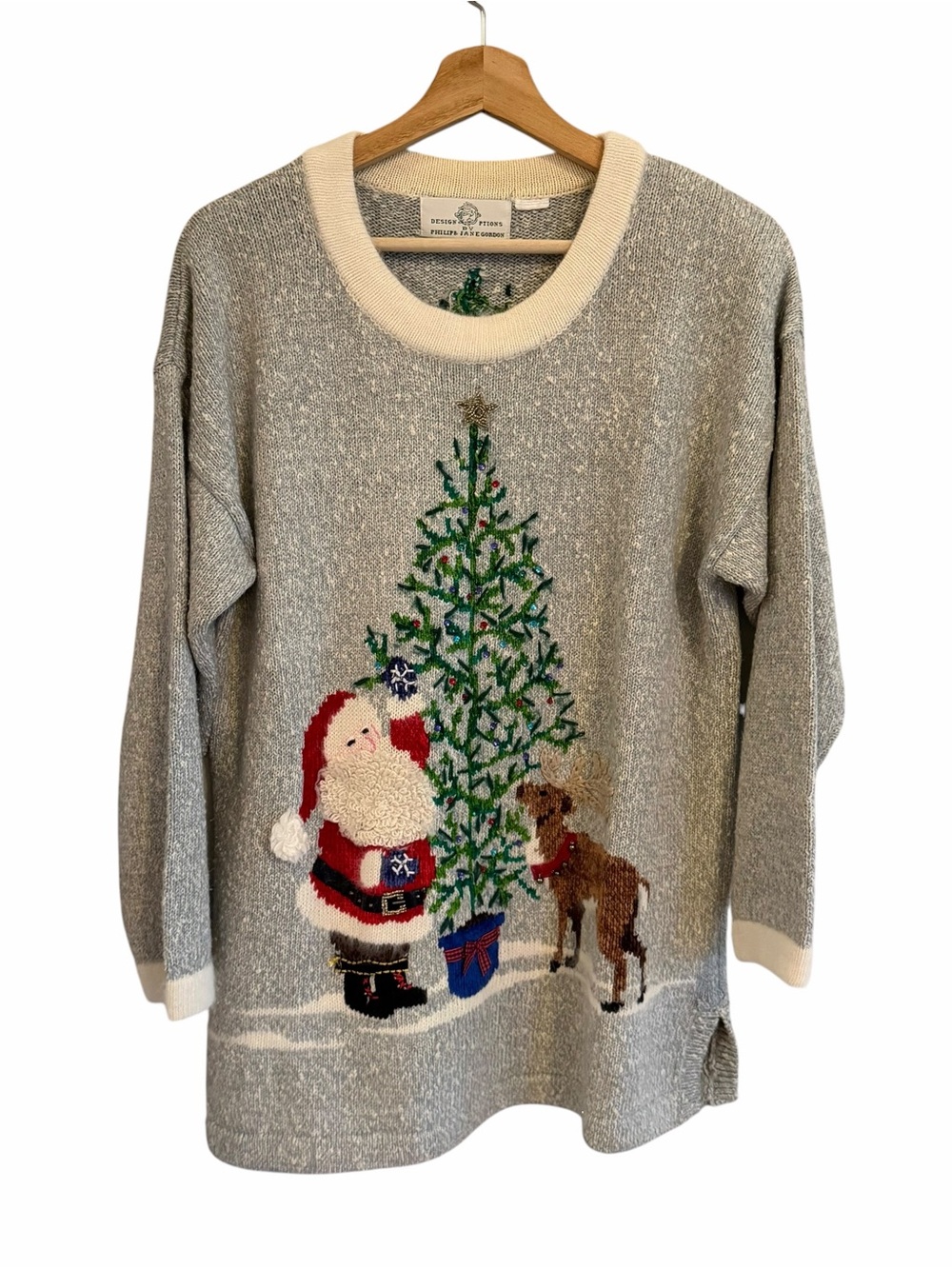 Vtg Design Options Philip & Jane Gordon Womens Christmas Sweater Size M/L Santa